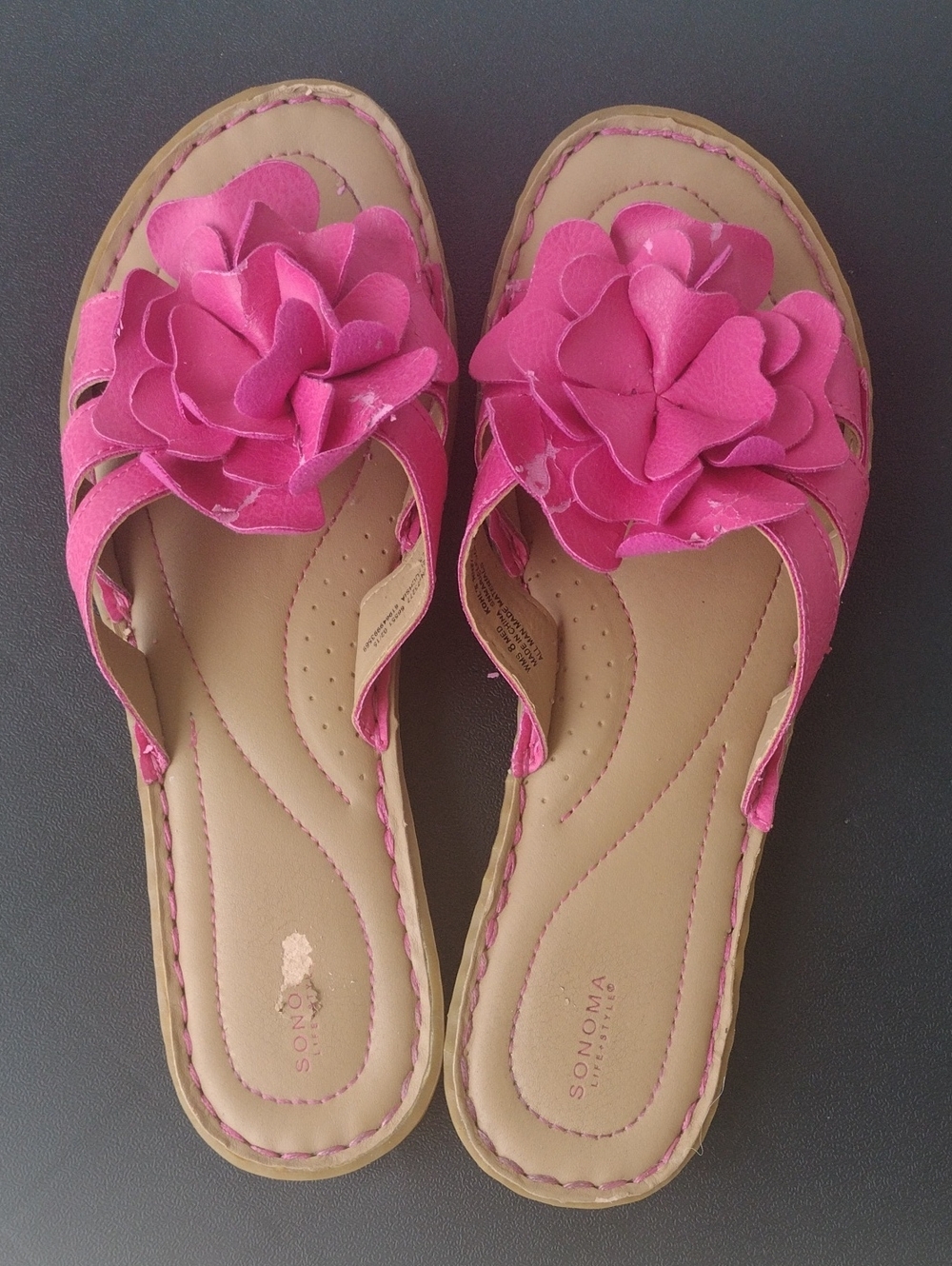 Sonoma Hot Pink Floral Slip-On Sandals